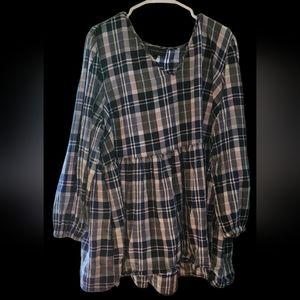 Lane Bryant plaid Long Sleeved baby doll tunic